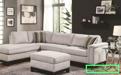 arquitectura-ideas-sala de estar-dulce-en forma de l-sofá-y-tapizado-otomano-sofá-como-bien-como-flotante-estante-pequeño-moderno-gris Salas de estar grises, decoraciones, ideas y muebles.