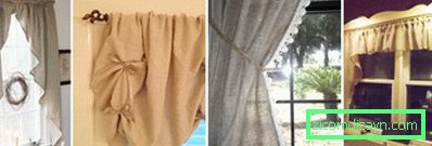 Arco de cortina para cocina de lino.
